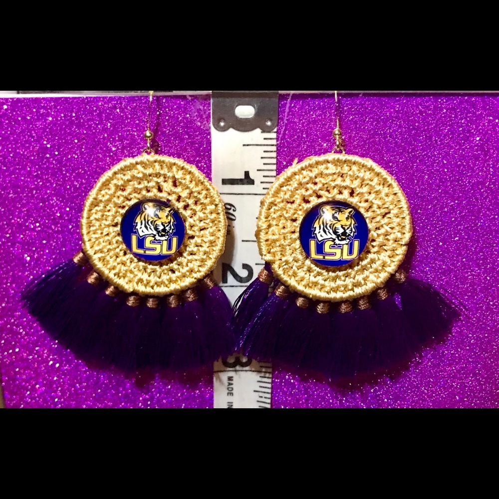 Dreamcatcher w/ Purple Fringe LSU Tigers Earrings